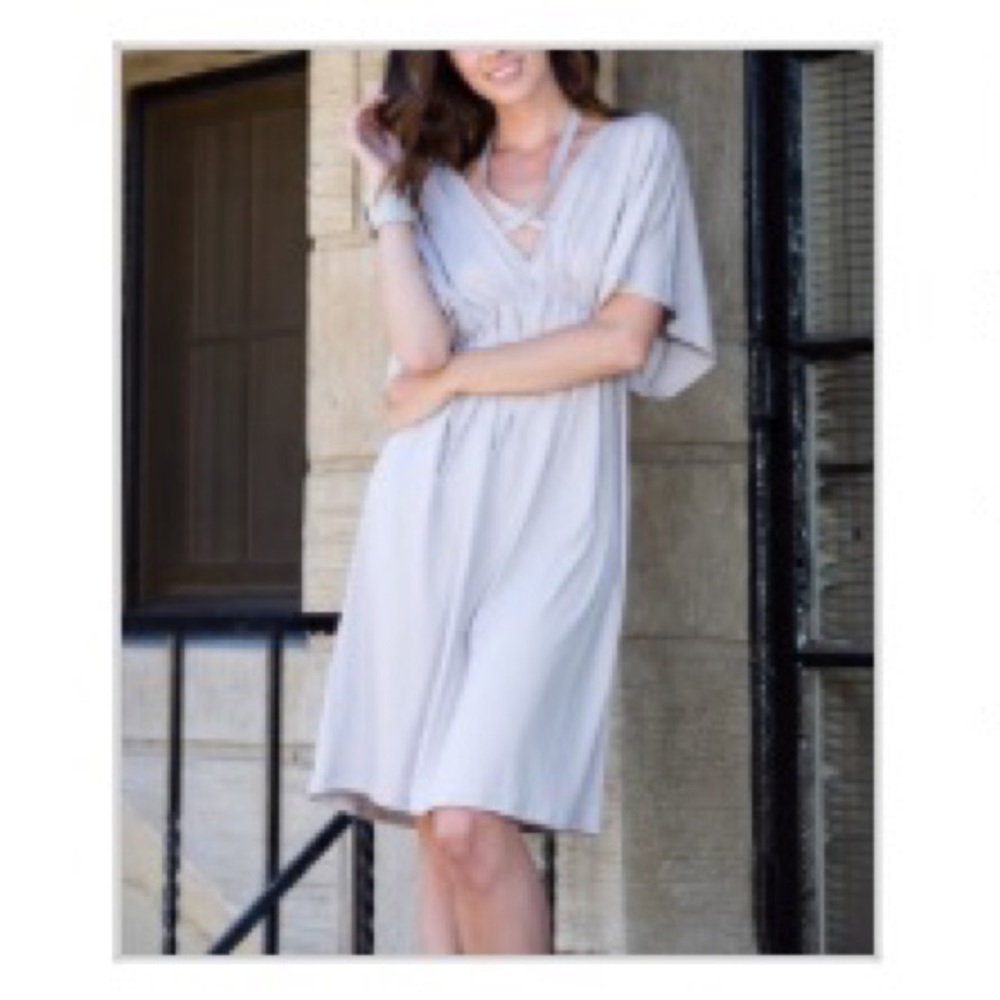 NIP Eldridge Silver Strap Neck Dolman Dress Med